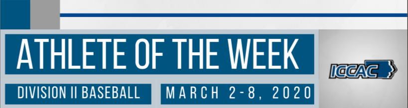 Luke Llewellyn named ICCAC Athlete of the Week: March 2-8, 2020