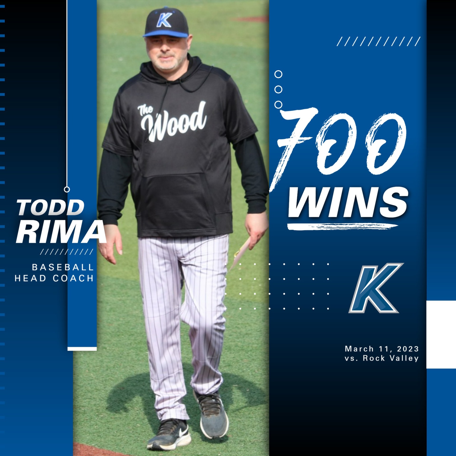 Kirkwood baseball coach Todd Rima records 700th career win